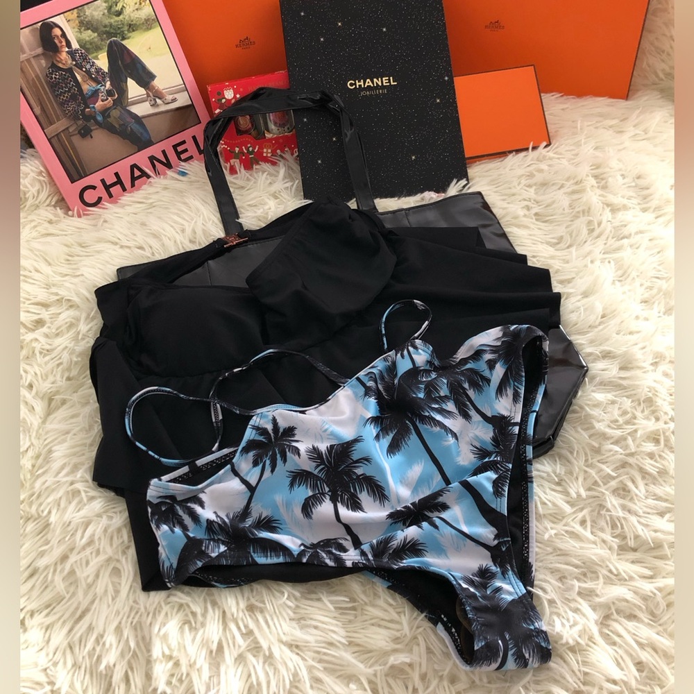 Black and Blue Palm Bikini
